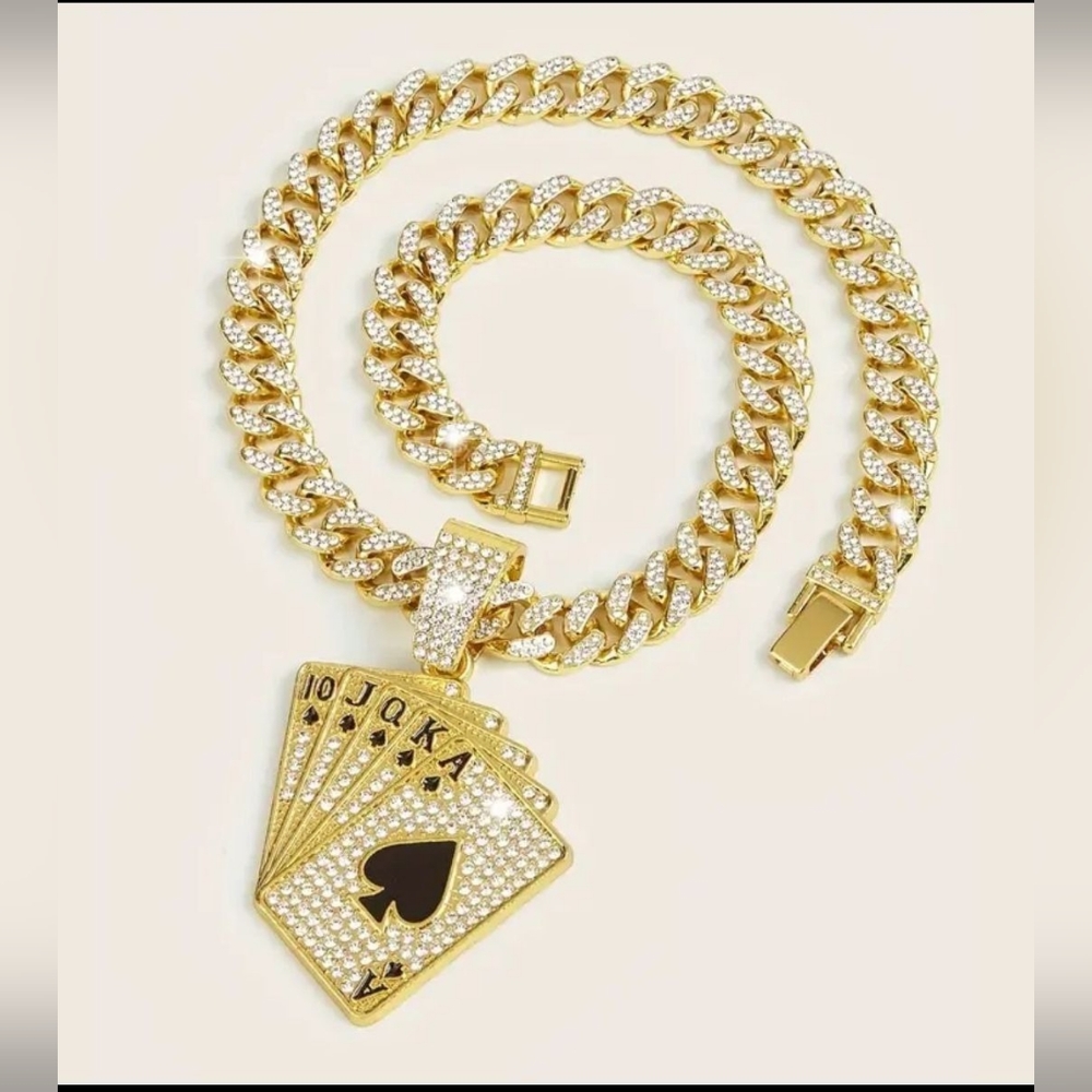 18K GOLD PLATED MENS GOLDEN CUBAN NECKLACE - Picture 4 of 6
